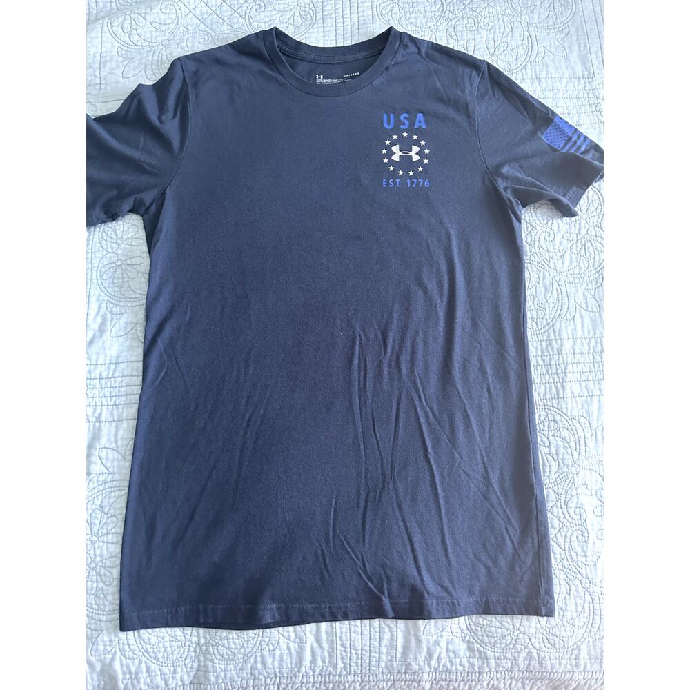 Men Under Armour T-Shirt Navy Blue USA Pre Owned Size Small